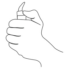 one line continuous drawing left hand holding a fire lighter