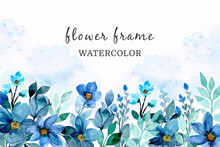 Blue Flower Watercolor Abstract Background