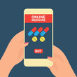 order online medicine on smartphone application. vector illustration