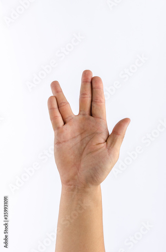 Fotomural Close up of hand with show live long and prosper hand sign