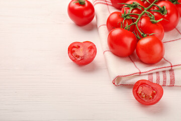 Wall Mural - Red cherry tomatoes on kitchen napkin