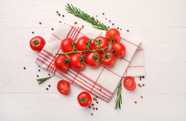 Sticker - Red cherry tomatoes on kitchen napkin