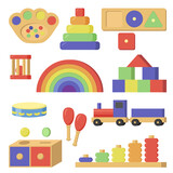 Montessori toys for children in flat style