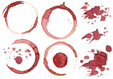 Fototapeta Mapy - wine glas circle stains on white background