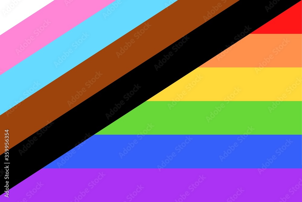 Illustration Of Colorful New Social Justice Progress Rainbow Pride Flag Banner Of Lgbtq Lesbian Gay Bisexual Transgender Queer Organization June Is Celebrated As The Pride Parade Month Wall Mural Photographrincognito