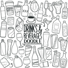 Sticker - Drinks And Beverages Doodle Icons Hand Made Sketch