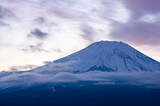 Fototapeta Na ścianę - Mount Fuji with snowcap & cloud, from Lake Yamanaka, Japan