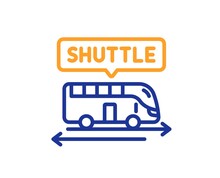 Shuttle Bus Line Icon. Airport Transport Sign. Transfer Service Symbol. Colorful Thin Line Outline Concept. Linear Style Shuttle Bus Icon. Editable Stroke. Vector