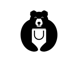 Poster - Bear with shopping bag inside