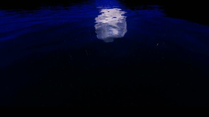 Wall Mural - Full moon against starry sky relfecting on water surface, hd