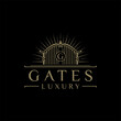 © Rolas6 - illustration logo vector graphic of luxury gate with the initials letter G in the middle, good for luxury hotel logos