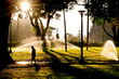© Jane Worner/Austockphoto - Silhouette of a man walking through hyde park in the early morning
