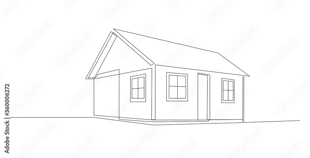 House Component Line Drawing Continuous line drawing of house, residential building concept, logo ...