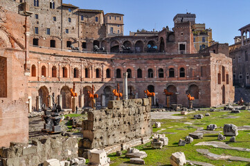 Canvas Print - Rome ancient architecture. Roman ruins and forums. Italy