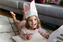 Little Girl With Homemade Bunny Ears