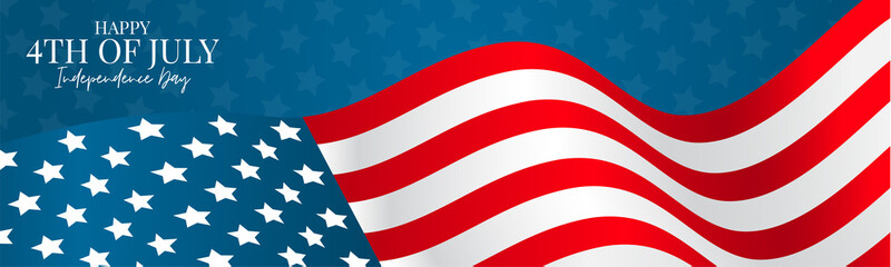 july 4th usa flag banner or header. united states of america independence day holiday design with le