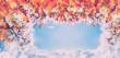 Horizontal autumn background with maple leaves