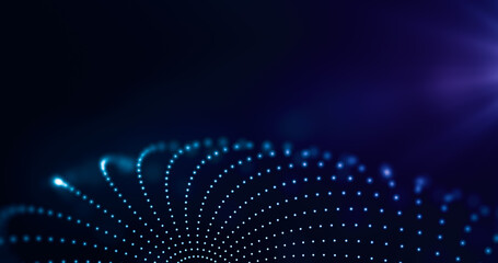 Wall Mural - abstract background with interweaving of dots in wave form. colorful tech concept.