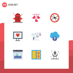 9 Flat Color concept for Websites Mobile and Apps business, pulse, biology, monitor, laboratory