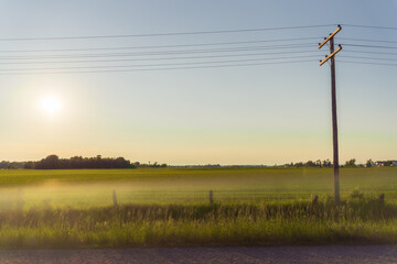 View of a Canadian farm field from a moving vehicle