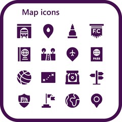 Wall Mural - Modern Simple Set of map Vector filled Icons