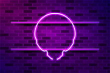 Alien Skull Glowing Purple Neon Sign Or LED Strip Light. Realistic Vector Illustration