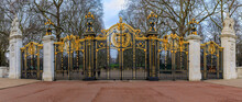 Ornate Wrought Iron And Gold Canada Gate Of The Green Park In Front Of The Buckingham Palace In London UK