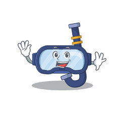 Sticker - A charismatic dive glasses mascot design concept smiling and waving hand