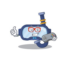 Canvas Print - Cartoon Mascot design of dive glasses gamer using controller