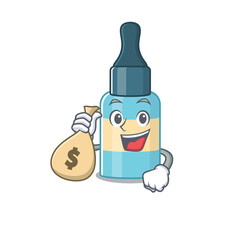 Sticker - Crazy rich Cartoon picture of hair oil having money bags