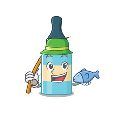 Sticker - Cartoon design style of hair oil ready goes to fishing