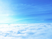 Above The Light Blue Sky Clouds With Sunlight On Summer Time For Conceptual Design Idea For Traveling