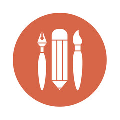 Poster - pencil pen and brush block style icon vector design