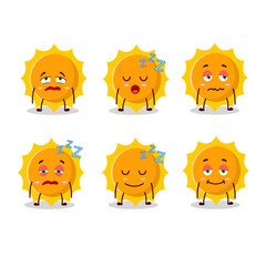 Canvas Print - Cartoon character of sun with sleepy expression