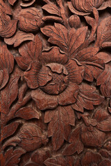 Antique carving flower splat  door about 300 years ago in the Ayut-tha period.