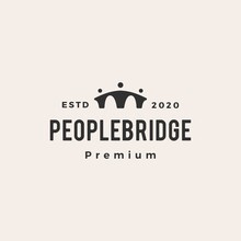 People Bridge Hipster Vintage Logo Vector Icon Illustration