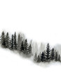 Monochrome foggy forest. Minimalist nature art. Watercolour illustration on white background.
