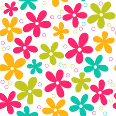 Aufkleber - Seamless floral pattern with bright flowers. Doodle pattern. Hand drawn. Vector illustration	
