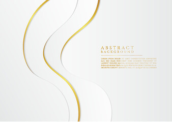 Wall Mural - Fluid wave flow shape design overlap layer white and gold luxury concept