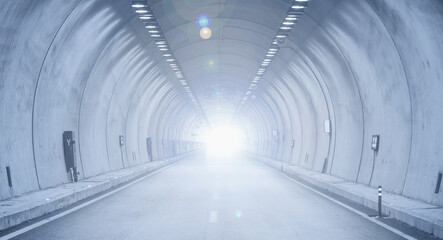 Wall Mural - Highway road tunnel with car light 