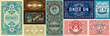 Set of 9 Liquor labels with design elements
