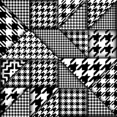 Leinwandbilder - Paper cut shapes design pattern. Seamless vector geometric pattern. Patchwork block layered style.