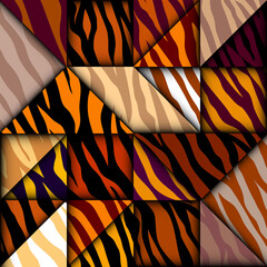 Leinwandbilder - Paper cut shapes design pattern. Seamless vector geometric pattern. Patchwork block layered style.