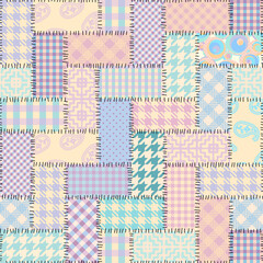 Wall Mural - Seamless background pattern. Textile patchwork pattern in pastel colors. Vector image