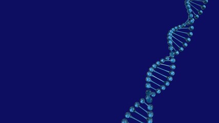 Wall Mural - animation of dna strain spinning on blue background