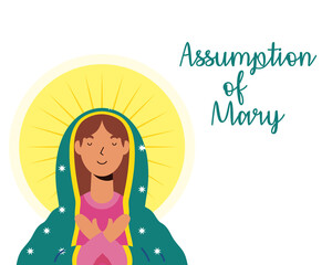 Poster - assumption of beautiful mary virgin with lettering