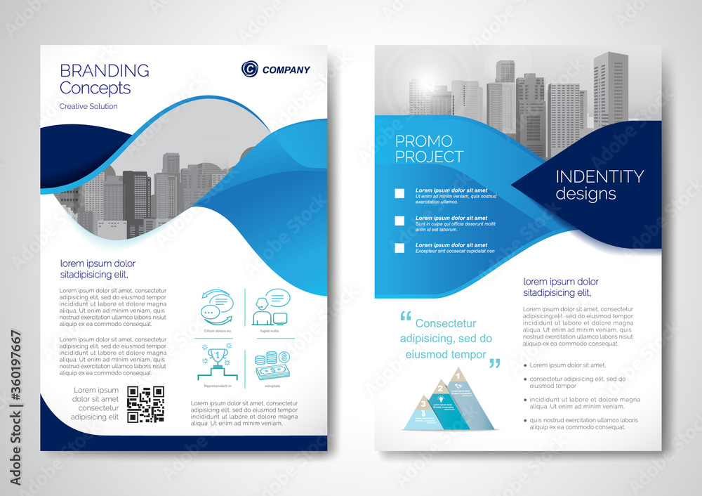 Template vector design for Brochure, AnnualReport, Magazine, Poster, Corporate Presentation, Portfolio, Flyer, infographic, layout modern size A4, Front and back, Easy to use and edit. - obrazy, fototapety, plakaty 