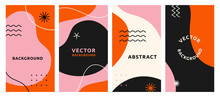 Vector Set Of Abstract Creative Backgrounds In Minimal Trendy Style With Copy Space For Text - Design Templates For Social Media Stories - Simple, Stylish And Minimal Wallpaper Designs