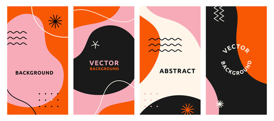 Aufkleber - Vector set of abstract creative backgrounds in minimal trendy style with copy space for text - design templates for social media stories - simple, stylish and minimal wallpaper designs