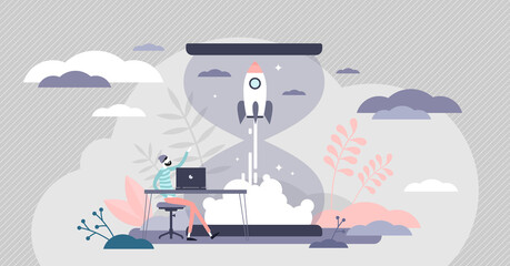 Wall Mural - Startup innovation with new ideas in tiny person concept vector illustration